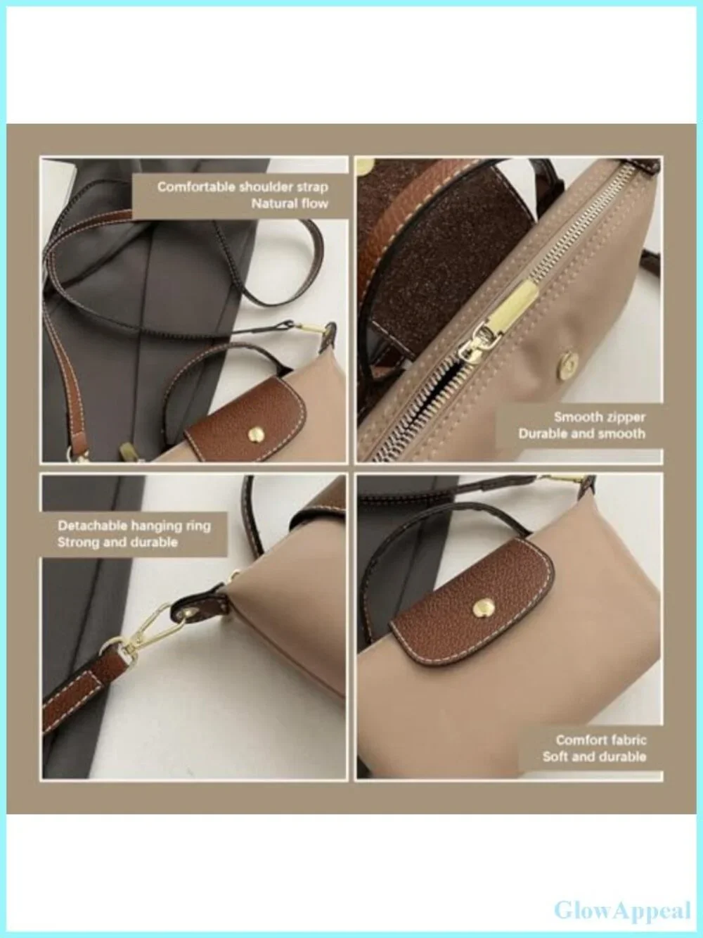Polyester Mini Crossbody Bag with Adjustable Strap and Zipper Pocket for Women